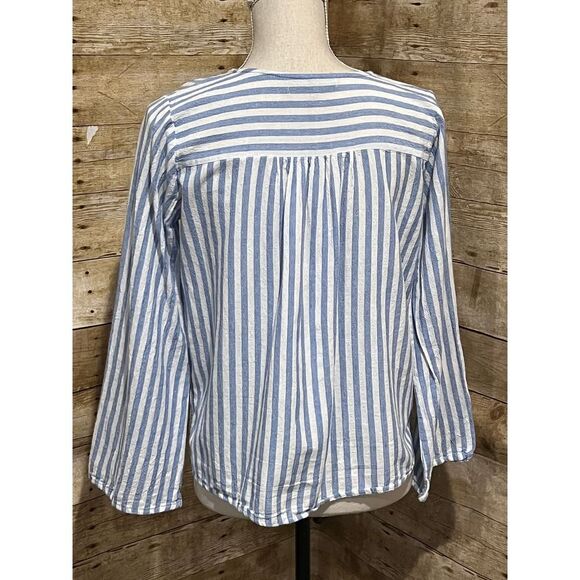 THE ROYAL STANDARD STRIPED CASUAL CLASSIC COASTAL COTTON TIE WAIST BLOUSE XL - Picture 3 of 5